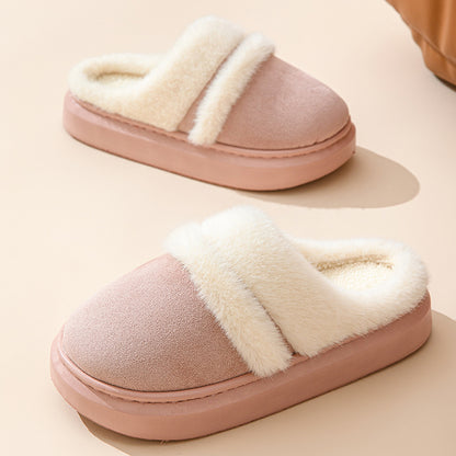 Women’s Warm Cotton Slippers – Non-Slip Winter House Shoes with Thick Suede Sole