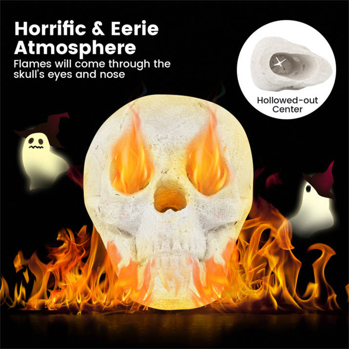 Halloween Fire Pit Skull Beige Ceramic Fibre Fireproof Imitated Human Skull Decor For Fireplace Bonfire Haunted House---Unavailable Platform-AMAZON&TikTok&Temu — view 6