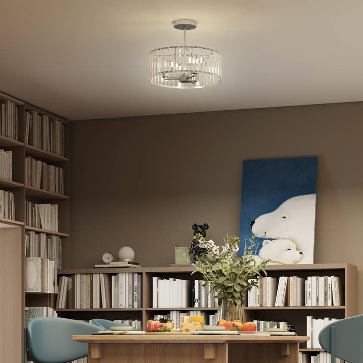 Crystal Ceiling Light Fixture,Semi Flush Mount Modern Crystal Chandelier Ceiling Light For Living Room,Bedroom,Hallway,Dining Room,E14 Base 3-Lights,Bulbs Not Included,Silver Tone — view 3