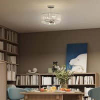 Crystal Ceiling Light Fixture,Semi Flush Mount Modern Crystal Chandelier Ceiling Light For Living Room,Bedroom,Hallway,Dining Room,E14 Base 3-Lights,Bulbs Not Included,Silver Tone — view 3