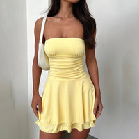 Y2K Strapless Pleated Mini Dress