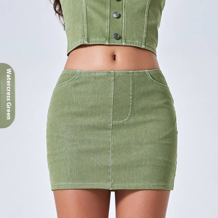 High-Waist Denim Yoga Skirt