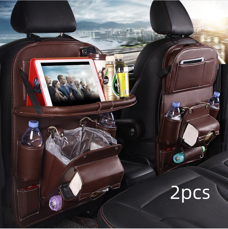 Pu Leather Car Storage Bag Multifunction Seat Back Tray Hanging Bag