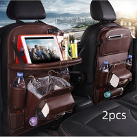 Pu Leather Car Storage Bag Multifunction Seat Back Tray Hanging Bag