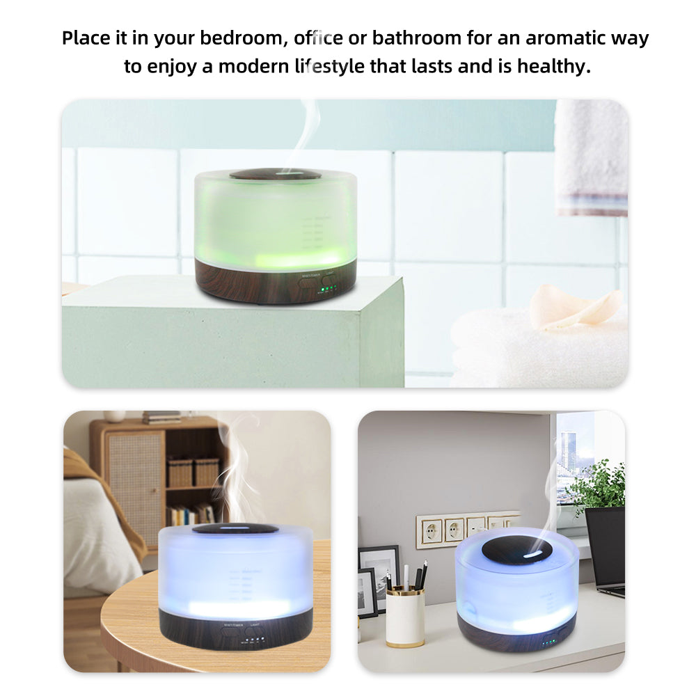 500ml Large Essential Oil Diffuser With Humidifier, Timer, And 7 Lights - Including 6 Types Of Home, Office, And Yoga Oils - Aromatherapy Ultrasonic Diffuser — view 2