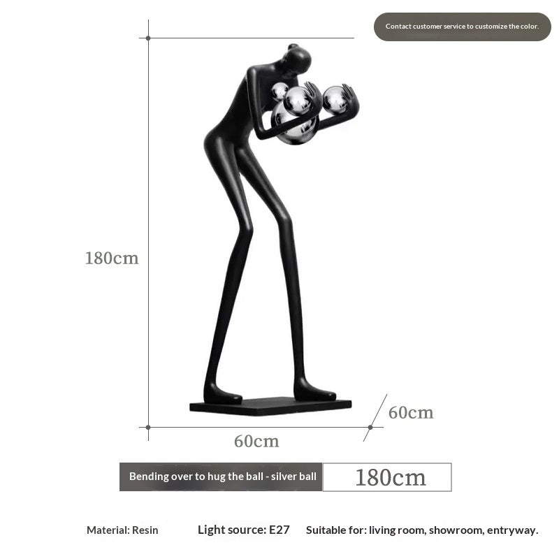 Humanoid Art Sculpture Ball-Holding Floor Lamp — view 4