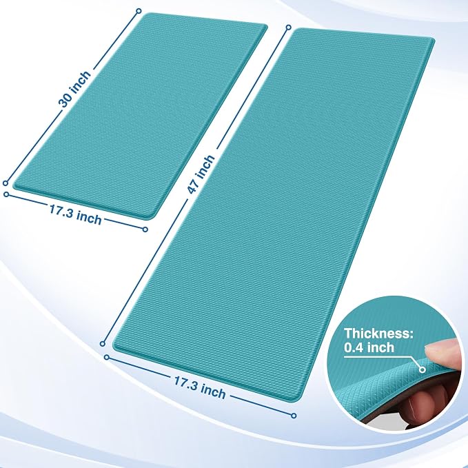2-Piece Green Anti-Fatigue Kitchen Floor Mats, Cushioned Non-Slip Rugs For Kitchen, Sink Area, Laundry Room And Home — view 2