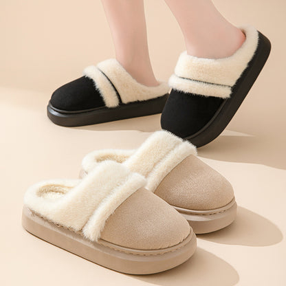 Women’s Warm Cotton Slippers – Non-Slip Winter House Shoes with Thick Suede Sole