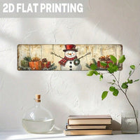 Rustic Christmas Snowman Metal Sign With Presents, Holiday Wall Art Decor — view 2