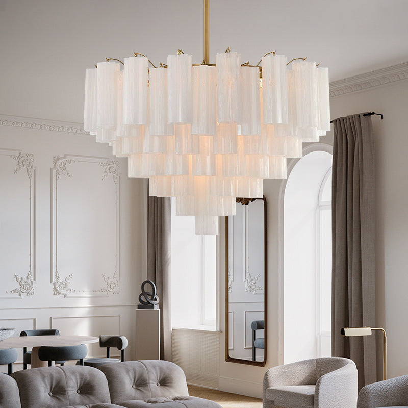 French-style Villa Vintage-style Staircase Hall Glass Chandelier