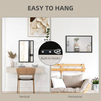 Wall Bathroom Mirror,60 X 40 Cm Wall-Mounted Mirror For Living Room,Bedroom,Hallway,Black — view 5