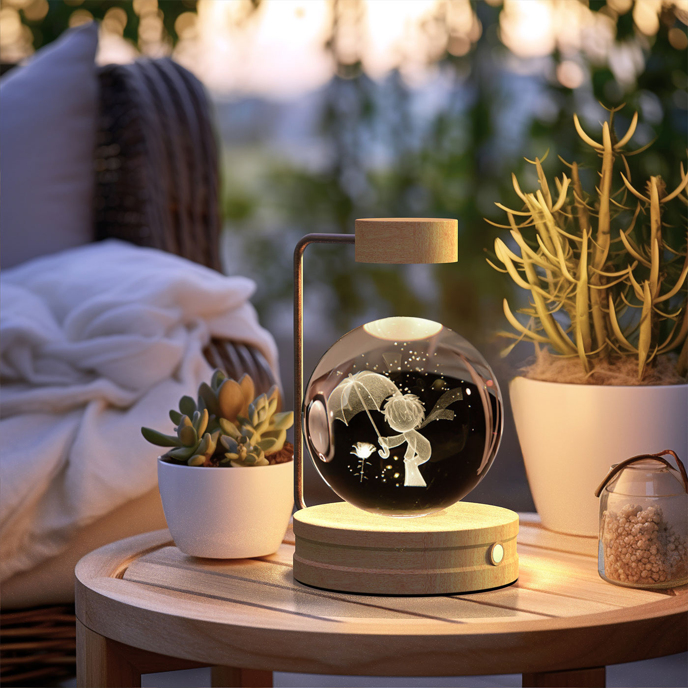 Crystal Ball Cosmic Dinosaur Indoor Night Light Usb Power Warm Bedside