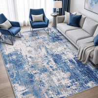 Washable 5x7 Abstract Area Rug For Living Room Blue Gray Carpet For Bedroom, Kitchen, Office, Hallway And Entryway, Printed Pattern — view 2