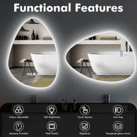 Fogless LED Bathroom Mirror Wall Mounted Demister Adjustable Light Touch Sensor — view 2