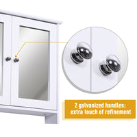 Kleankin Wall-mounted Bathroom Cabinet Mirror Door Organiser Storage Shelves Living Room White — view 4