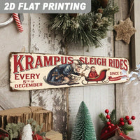 Krampus Sleigh Rides Every 5th Of December Metal Sign, Christmas Wall Art