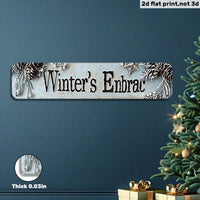 Vintage Winter Embrace Metal Sign 2D Flat, Snowflakes Christmas Wall Art — view 3