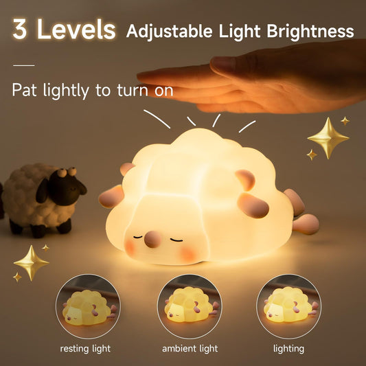 Adorable Sheep Silicone Night Light - Rechargeable Dimmable Lamp Bedroom Décor