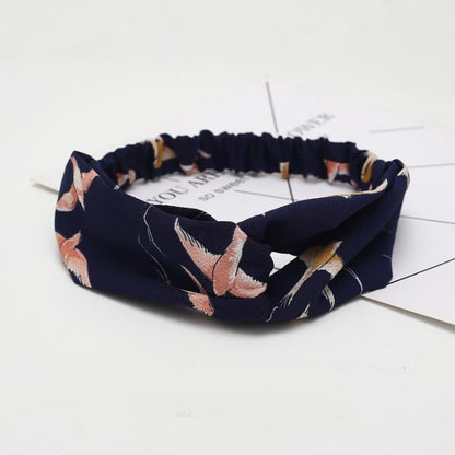 Women’s Retro Floral Print Cross Hairband – Stylish Headband Accessory