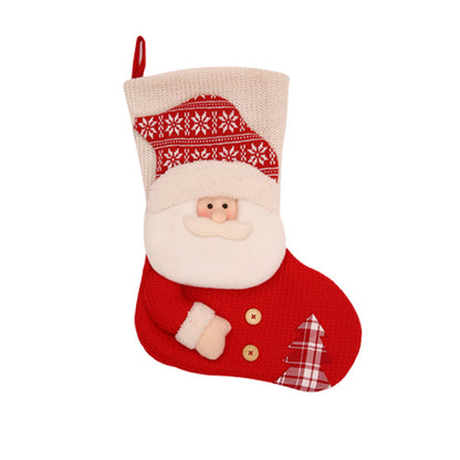 Large Red & White Knitted Christmas Stocking – Santa Claus Fireplace Decor, Xmas Gift Bag & Candy Holder