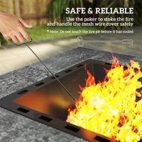 Fire Pit with Fire Poker, Wood Burning Firepit for Outside with Mesh Lid, Magnesium Oxide Stone Texture, Charcoal Grey — view 6