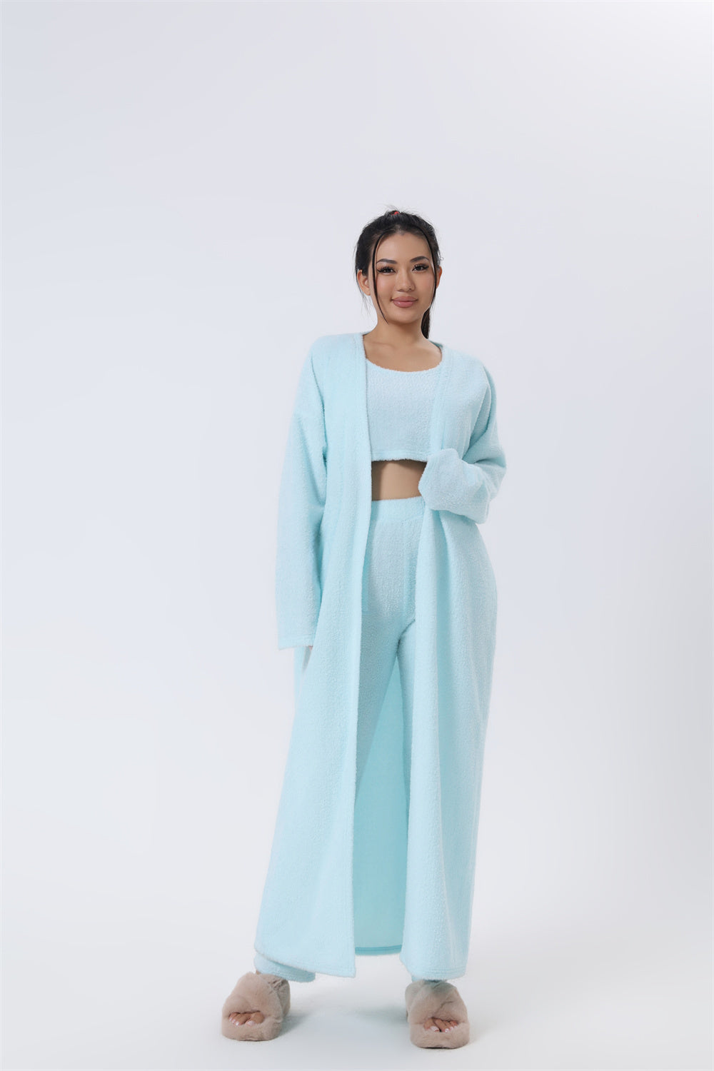 Women’s 3-Piece Cozy Pajama Lounge Set – Warm Winter Matching Suit