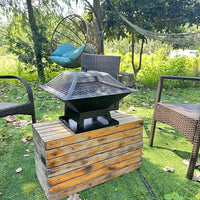 Modernisation Square BBQ Grill Outdoor Heater Garden Outdoor Fireplace Portable Fire Pit Contracted Barbecue Brazier Wood Stove — view 4