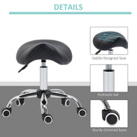 Cosmetic Stool 360Â° Rotate Height Adjustable Salon Massage Spa Chair Hydraulic Rolling Faux Leather Saddle Stool Mobility,Black — view 4