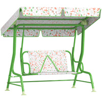 Kids Garden Swing Chair With Adjustable Canopy,Safety Belt,2 Seater Hammock Swing Bench For Patio,Porch,Green