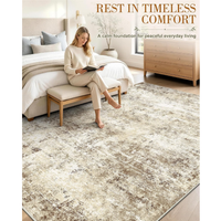 5x7 Washable Area Rug, Soft Non Slip Carpet For Bedroom Living Room Beige Distressed Abstract Modern Farmhouse Rug, Spill Stain Resistant Low — view 5