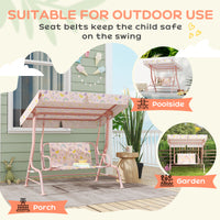 Kids Garden Swing Chair With Adjustable Canopy,Safety Belt,2 Seater Hammock Swing Bench For Patio,Porch,Pink — view 5