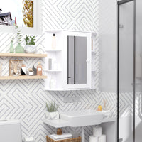Wall Mounted Bathroom Cabinet With Mirror Single Door Storage Organizer 2-tier Inner Shelves White — view 2