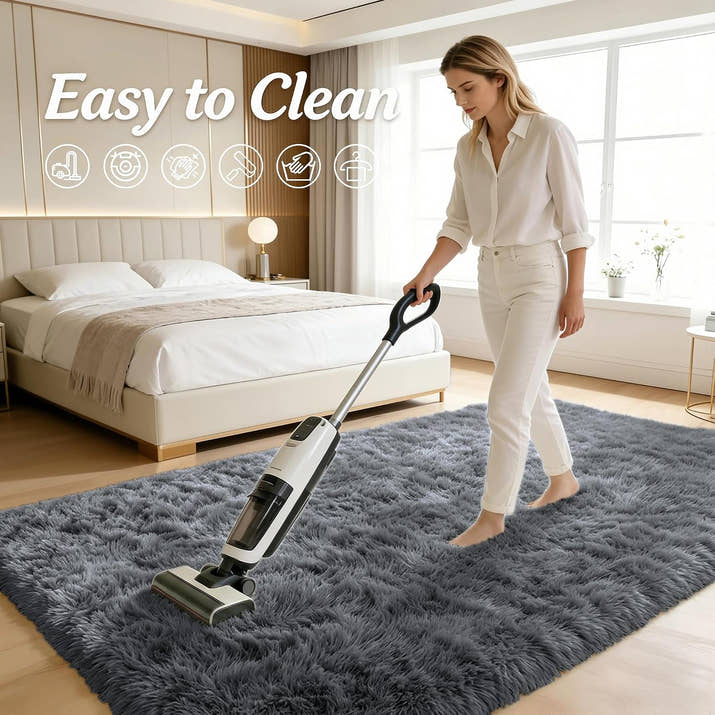 4x5.9 Ft Soft Fluffy Shaggy Area Rug, Machine Washable Indoor Floor Carpet For Bedroom Living Room — view 3