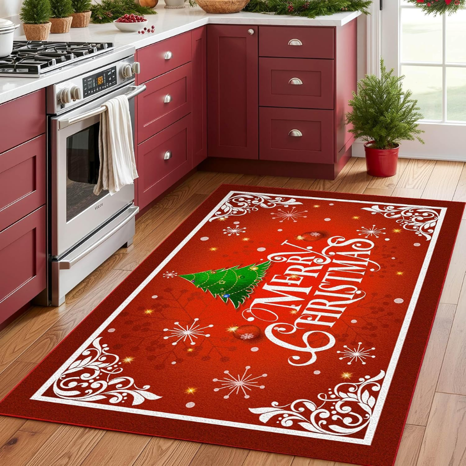 Christmas Area Rugs For Living Room Bedroom Carpet, Santa Welcome Front Door Mats Indoor Outdoor Non Slip Doormat, Xmas Holiday Decoration Carpet  3x5 Feet — view 2