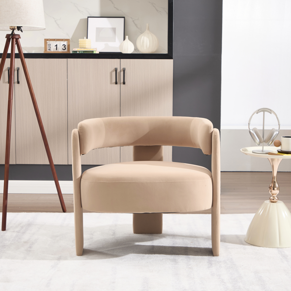 Accent Chair For Living Room, Velvet Comfy Single Sofa Chair Mid-Century Modern Armchair Wooden Legs For Bedroom Office Reading — view 5
