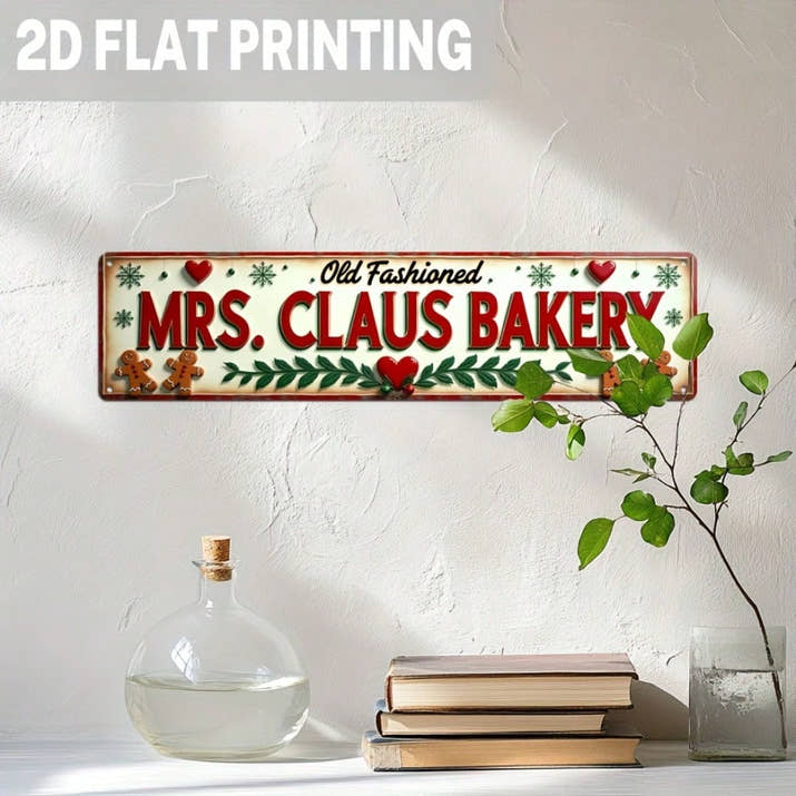 2D Retro Santa Claus & Mrs. Claus Baking Metal Sign, Christmas Wall Art — view 6