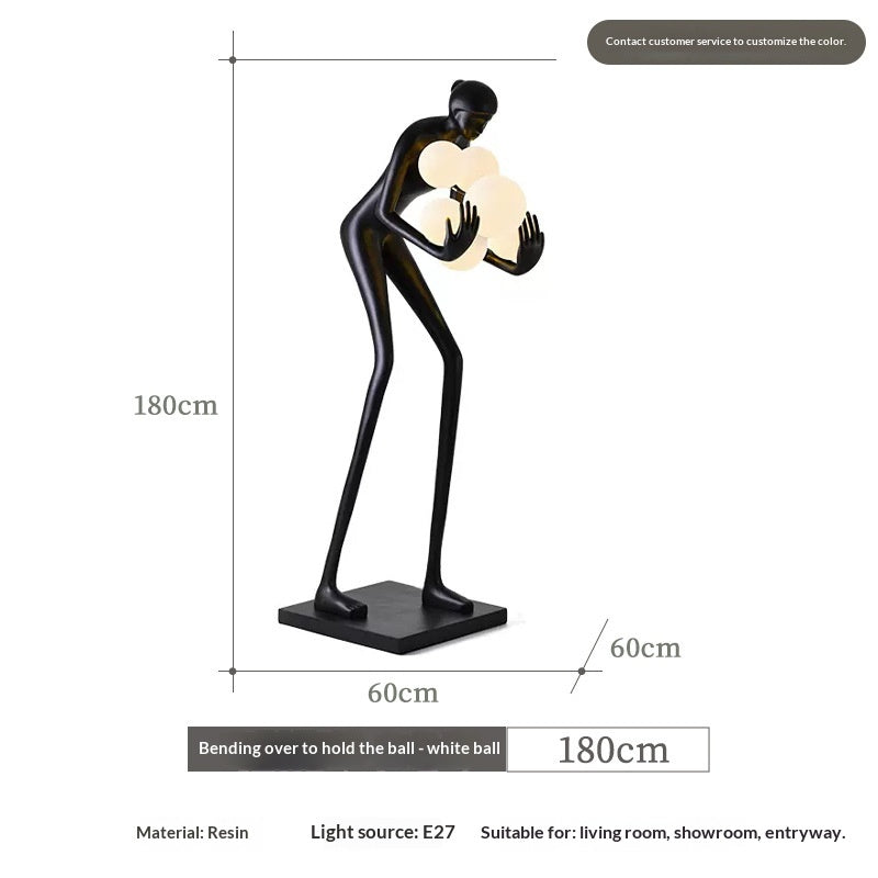 Humanoid Art Sculpture Ball-Holding Floor Lamp — view 5