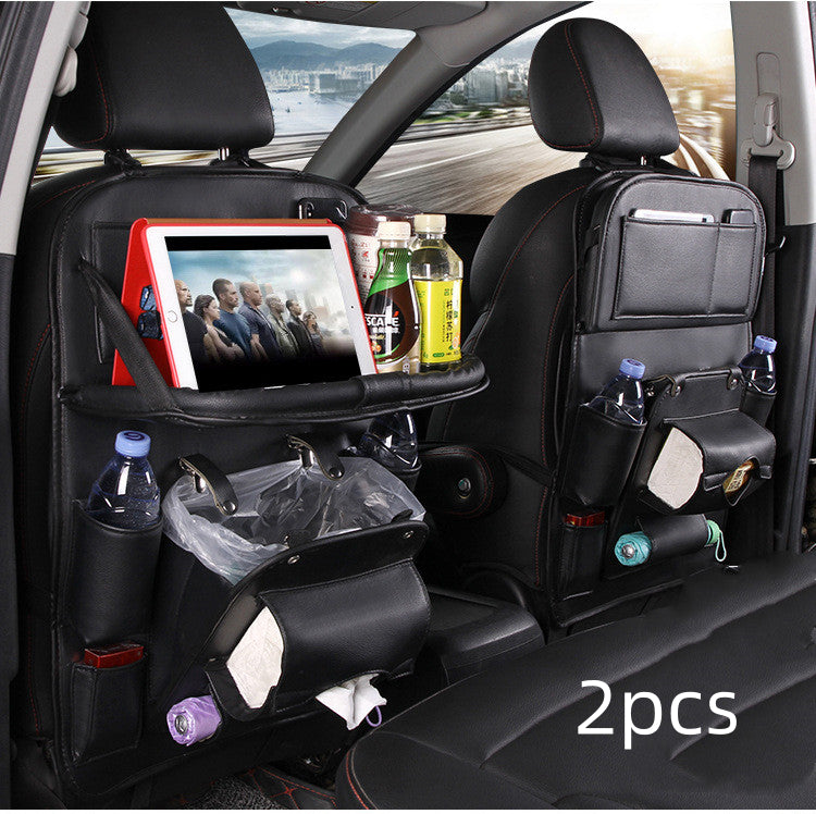Pu Leather Car Storage Bag Multifunction Seat Back Tray Hanging Bag