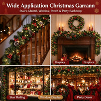 Christmas Green Vine with String Lights Combo, 2.7m Artificial Garland Vine + 10m Light String, for Mantel, Stair Railing & Window Holiday Decor — view 5