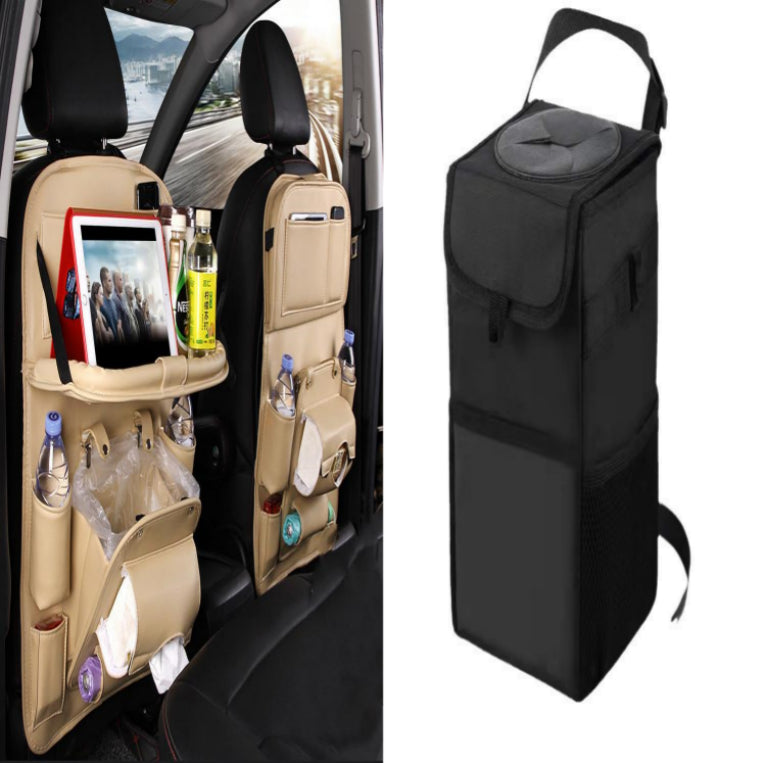 Pu Leather Car Storage Bag Multifunction Seat Back Tray Hanging Bag