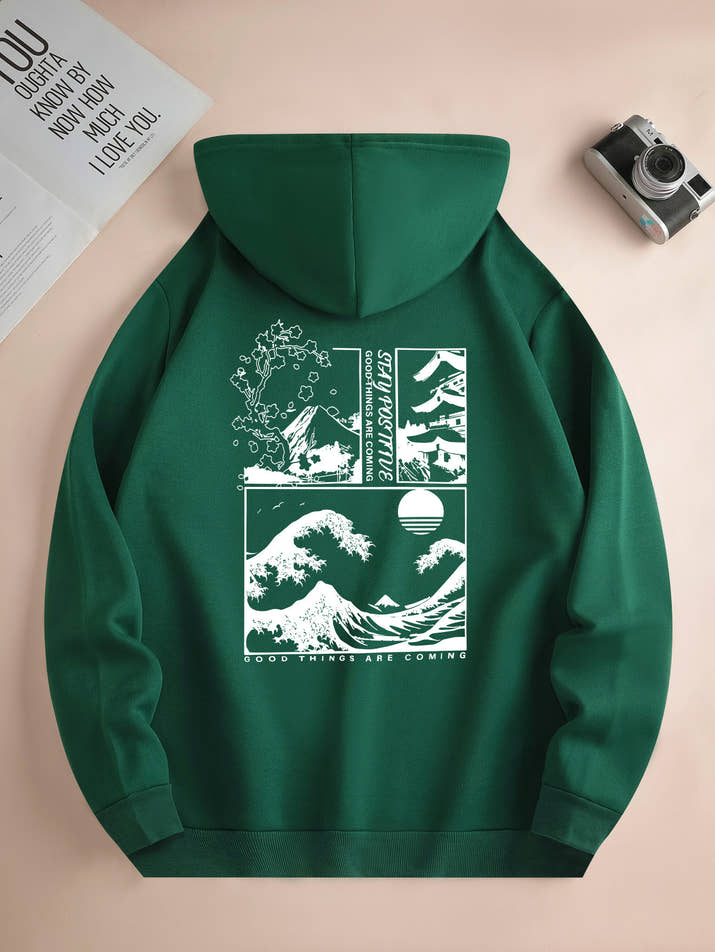 “Stay Positive” Beach Wave Hoodie