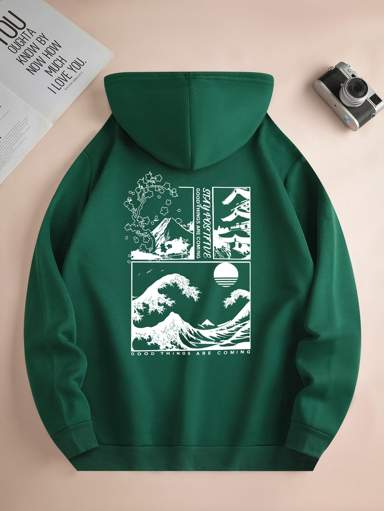 “Stay Positive” Beach Wave Hoodie
