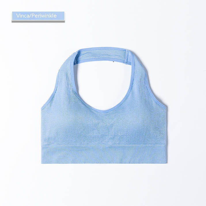 Ribbed Sports Bra – Seamless Halter Workout Top