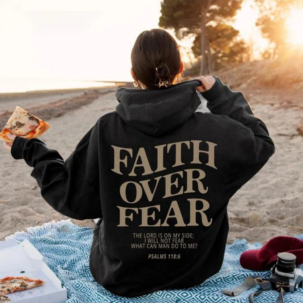 Faith Over Fear Christian Hoodie – Trendy Unisex Bible Verse Sweatshirt