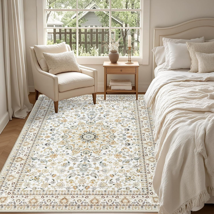 5x7 Area Rugs Living Room Washable Vintage Rug For Bedroom Beige — view 4