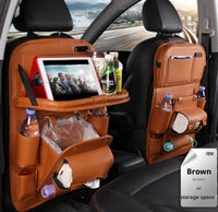 Pu Leather Car Storage Bag Multifunction Seat Back Tray Hanging Bag