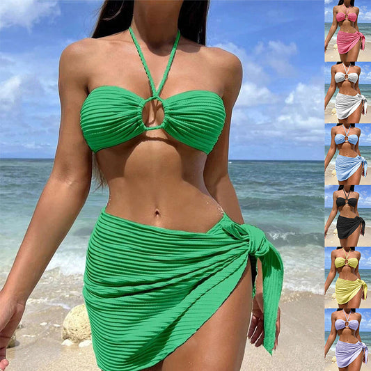 3-Piece Ribbed Bikini Set