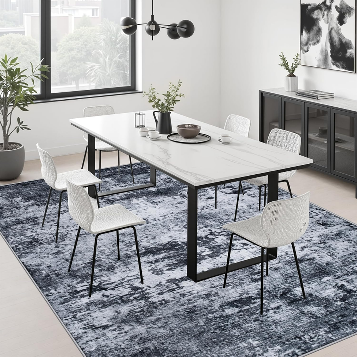 5x7 Area Rug Living Room Modern Washable Indoor Carpet Black For Bedroom Dining Room Farmhouse Nursery Hallway Office,Modern Abstract,Machine — view 5