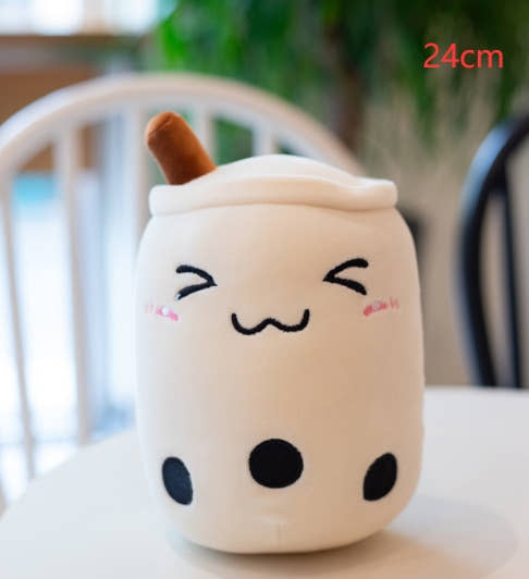 Cute Fruit Drink Plush Stuffed Soft Strawberry Milk Tea Plush Boba Tea Cup