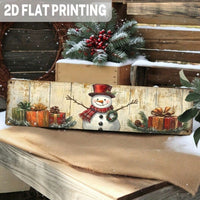 Rustic Christmas Snowman Metal Sign With Presents, Holiday Wall Art Decor